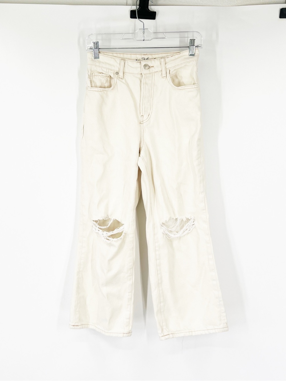 We The Free People Ranger Ripped Crop Wide Leg Jeans Button Fly